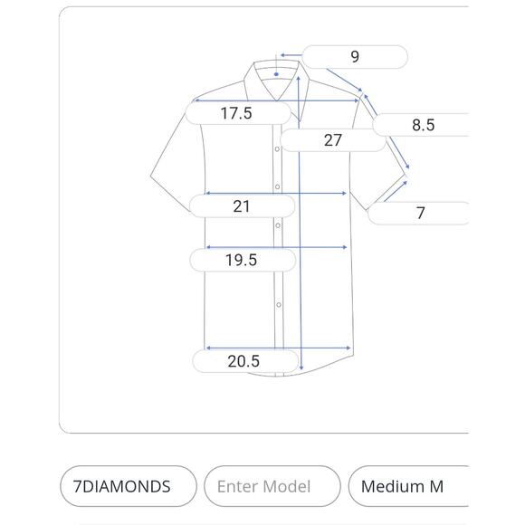 7 DIAMONDS Denim Stretch SS Button Down Mens M Navy Blue Red Geometric  Casual - Picture 2 of 10